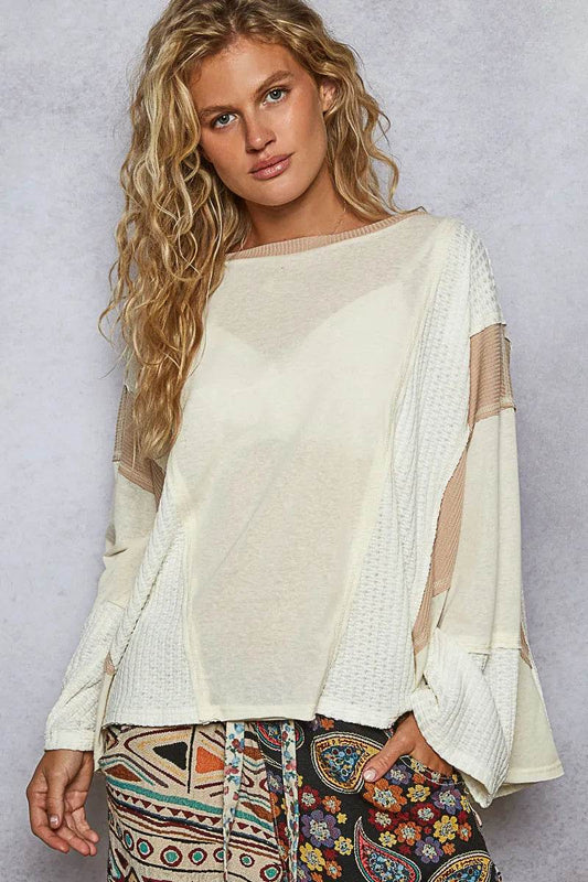 POL Contrast Round Neck Long Sleeve T-Shirt Cream Trendsi 05d1be67-9283-4346-8365-674461e90c44-Max-Origin