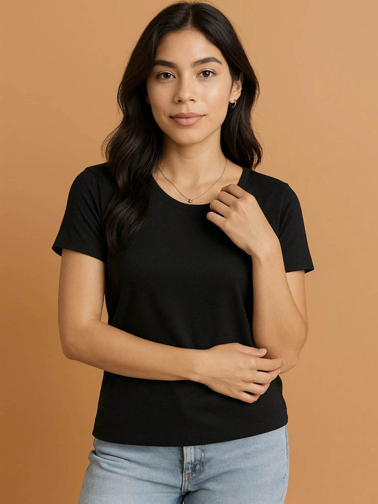 Round Neck Short Sleeve T-Shirt Black Trendsi 05ddd5b6-a4d9-41ba-b727-09aa222a4bc9-Max-Origin
