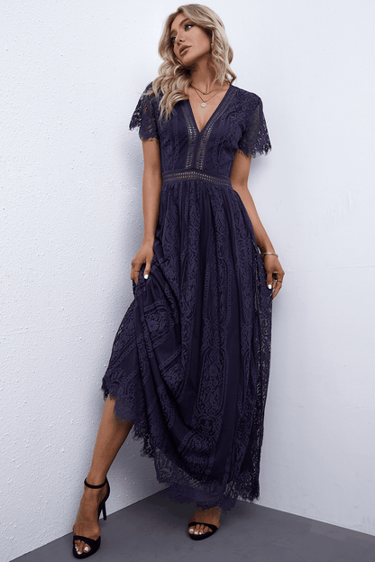 Scalloped Trim Lace Plunge Dress Navy Trendsi 065f7032e01743f480c6e07f59629456-Max