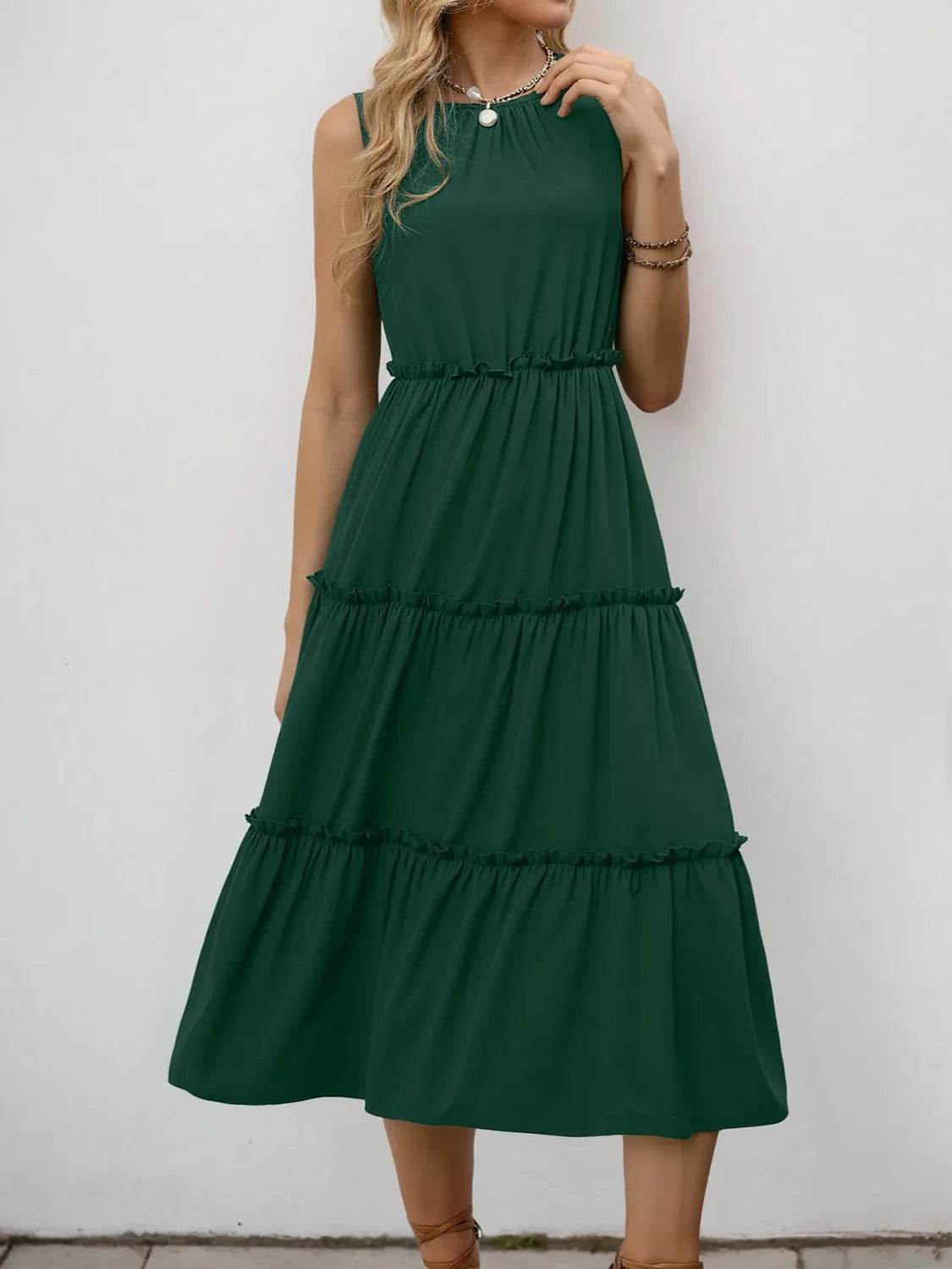 Frill Tiered Midi Dress Dark Green Trendsi 06a45bb7-ea69-4ebe-a0c0-de7bf50f05cb-Max-Origin