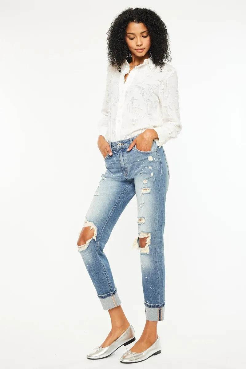 Kancan High Rise Distressed Boyfriend Fit Jeans Trendsi 06e639f5-040f-47cb-9770-97efc2a895b2-Max-Origin