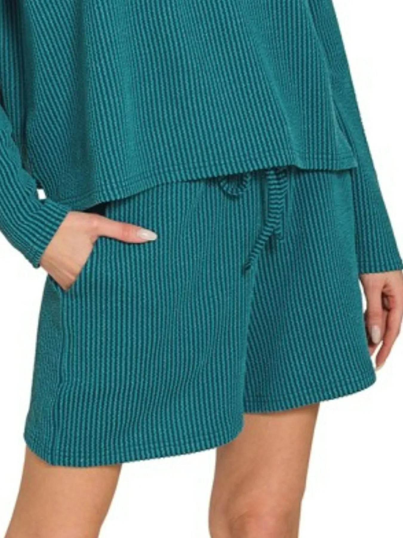 Zenana Corded Rib Long Sleeve Tee and Shorts Set Trendsi 0702282e-38a5-450c-95f1-b320ff8e288b-Max-Origin