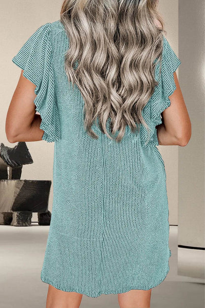 Textured Ruffled Round Neck Cap Sleeve Dress Trendsi 070ec333-88ec-40f0-bf39-3e1d93803a5b-Max