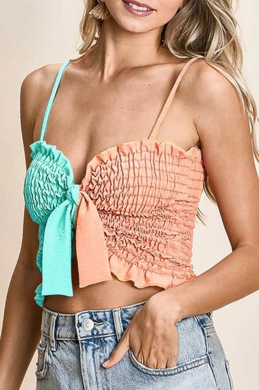 BiBi Woven Color Block Smocked with Ribbon Bra Top MINIT PEACH Trendsi 071f14ab-9f36-4b5f-a1cb-e0b2217dad4a-Max-Origin