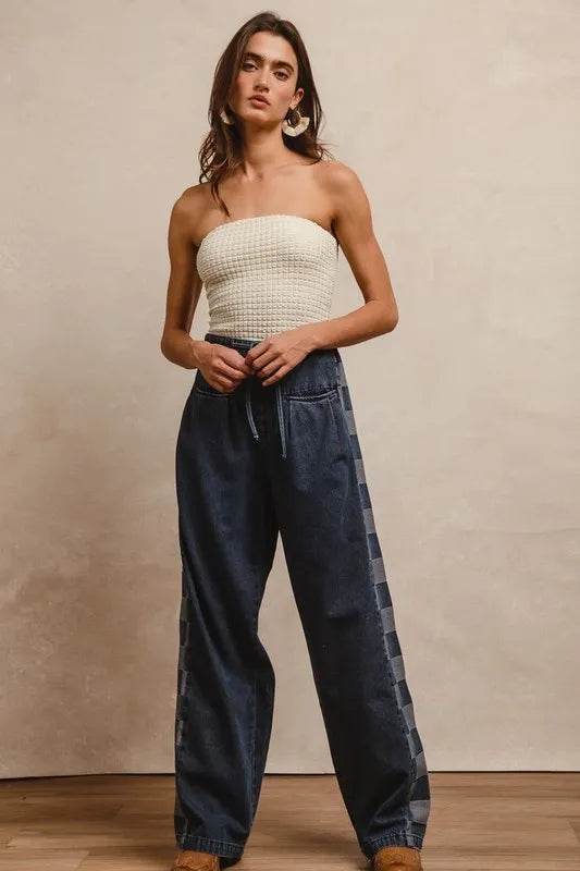 BiBi Washed Denim Mix And Match Long Pants Trendsi 072939bcf49c4bb2aca5ddcb6c3172dd-Max-Origin