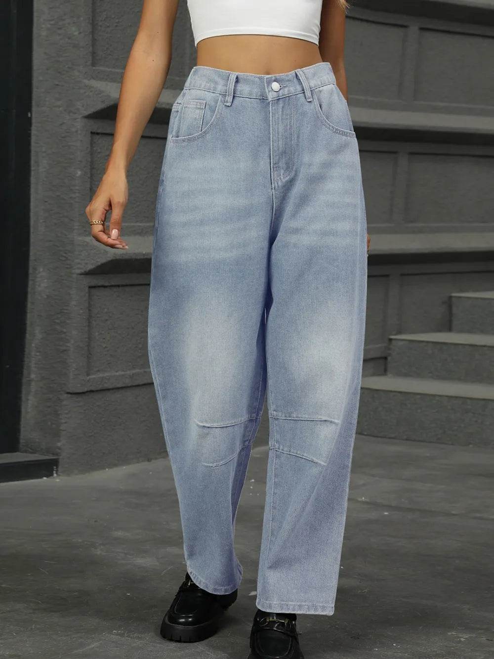Half Elastic Waist Straight Leg Jeans Trendsi 0741317f-9f2f-4f50-829b-338c759b96b5-Max