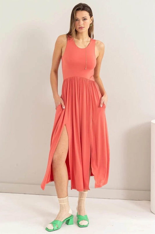 HYFVE Sleeveless Slit Midi Dress Spiced Coral Trendsi 07540153-1561-4408-b7ea-ea6edf1d37f2-Max