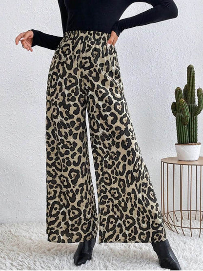 Printed Elastic Waist Wide Leg Pants Khaki Trendsi 0768796e-01d7-4111-9f2d-f38f35e7c47c-Max