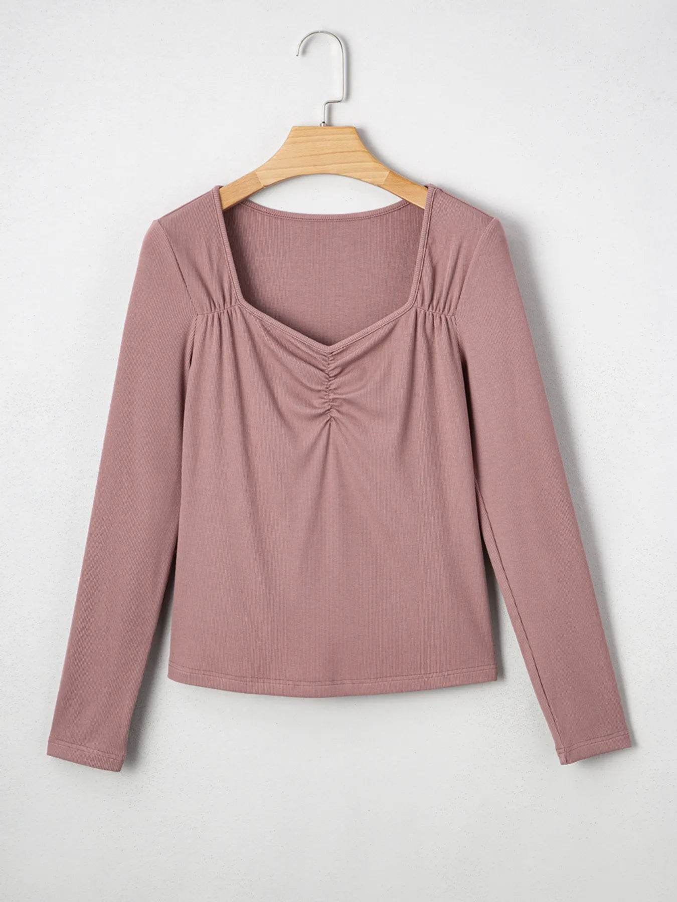 Ruched Front Long Sleeve T-Shirt Trendsi 078028ecbcf245498d429bd2403ea5ad-Max-Origin