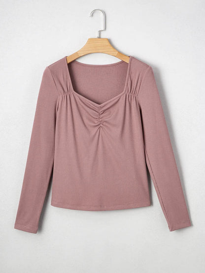 Ruched Front Long Sleeve T-Shirt Trendsi 078028ecbcf245498d429bd2403ea5ad-Max-Origin