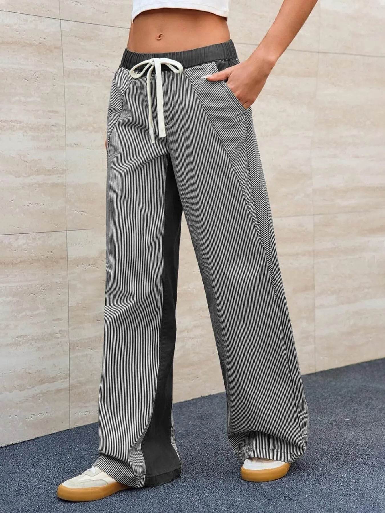 Striped Wide Leg Jeans Trendsi 078b2838da494e0ea07790bcb00a2d2e-Max-Origin