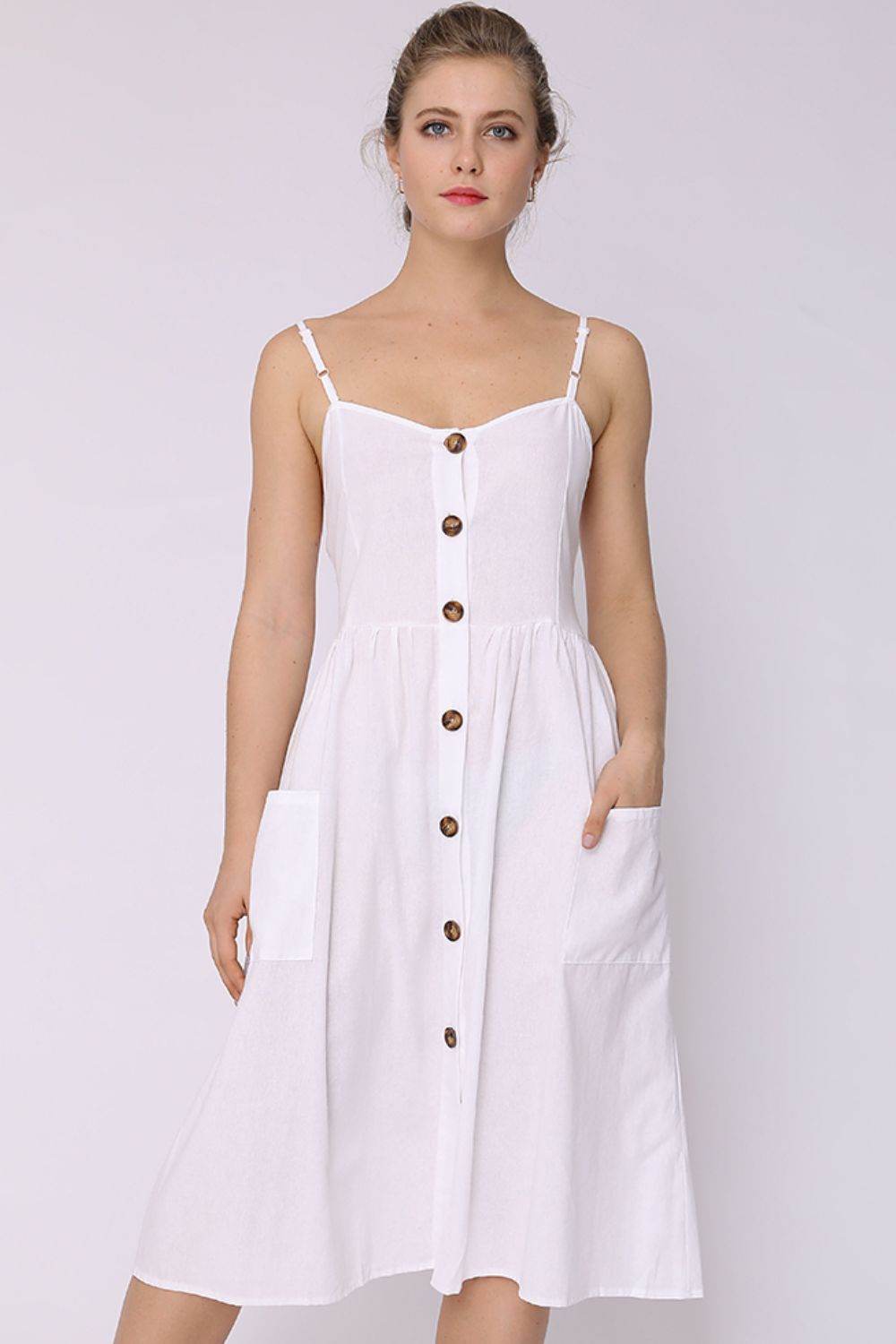 Spaghetti Strap Smocked Dress with Pockets Trendsi 078b6618668e4a1ebed7d8a0943b7927-Max