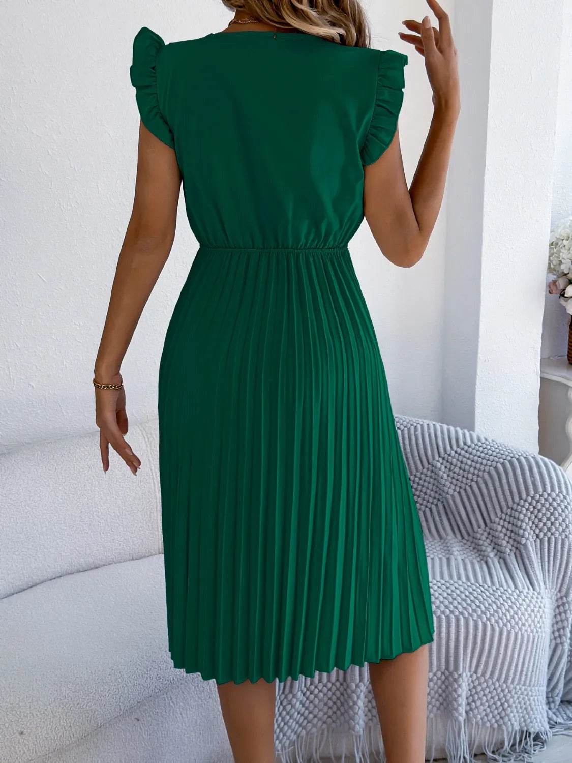 Lace Detail Ruffled Cap Sleeve Pleated Dress Trendsi 07953390-ff70-4fd5-98c7-c612358b7d0d-Max-Origin