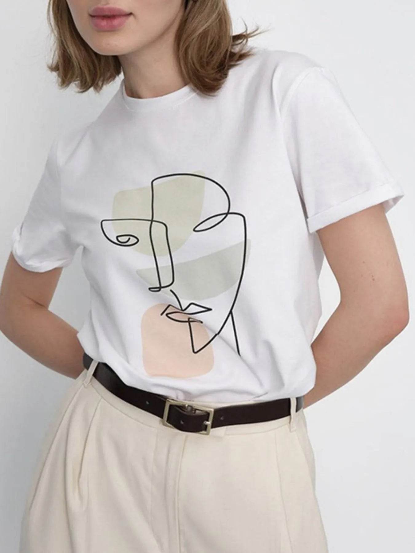 Abstract Face Graphic Casual Round Neck T-Shirt Sage Trendsi 07b050f7-fdf6-45b6-a295-f221e5c4e1d4-Max-Origin