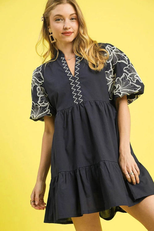 Umgee Tiered Embroidered Puff Sleeve Mini Dress Dark Gray Trendsi 07b4055b-915e-4f2e-85c6-37a95cb55fa0-Max-Origin