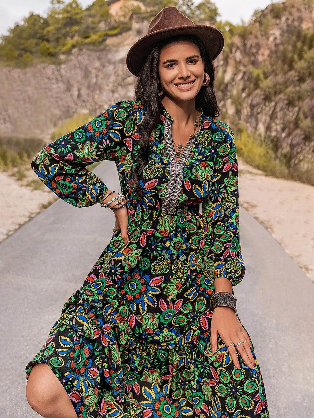Printed Notched Neck Maxi Dress Trendsi 07c4574c-35af-4928-9ae0-d707ad4529f1-Max