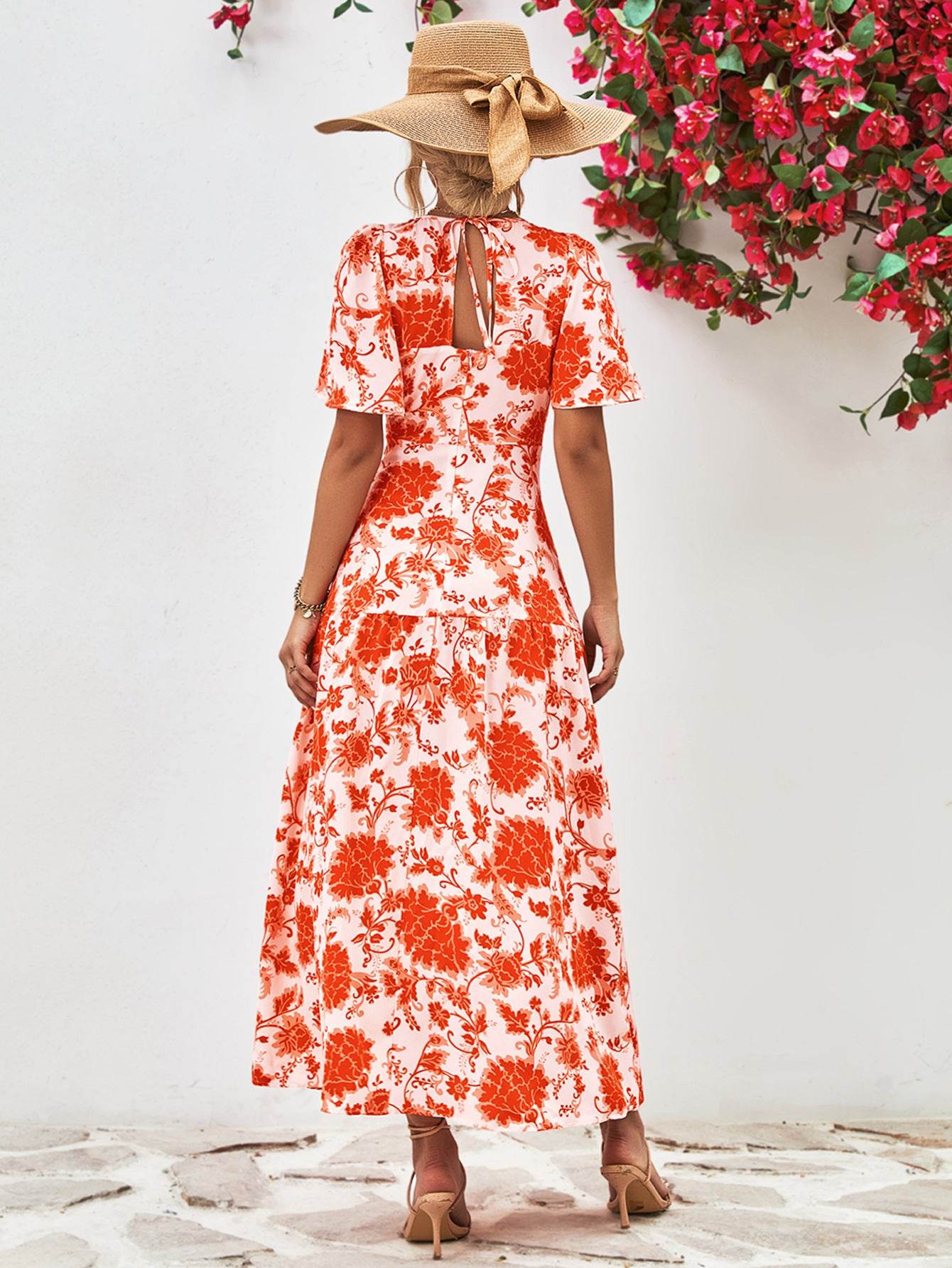 Floral Round Neck Tied Open Back Dress Trendsi 082ecbb3bf4a4beb8b0ab78b01e3a570-Max