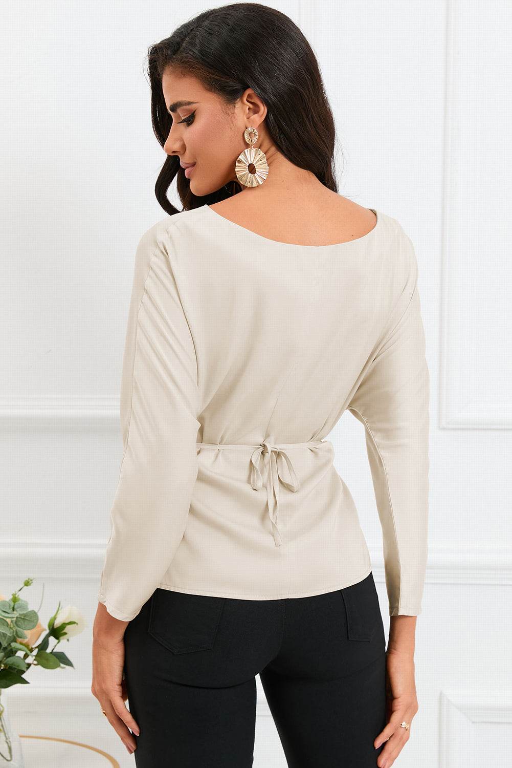 Boat Neck Back Tie Long Sleeve Satin Blouse Trendsi 08aea8a16a9e40fc94cfe351d9496b38-Max