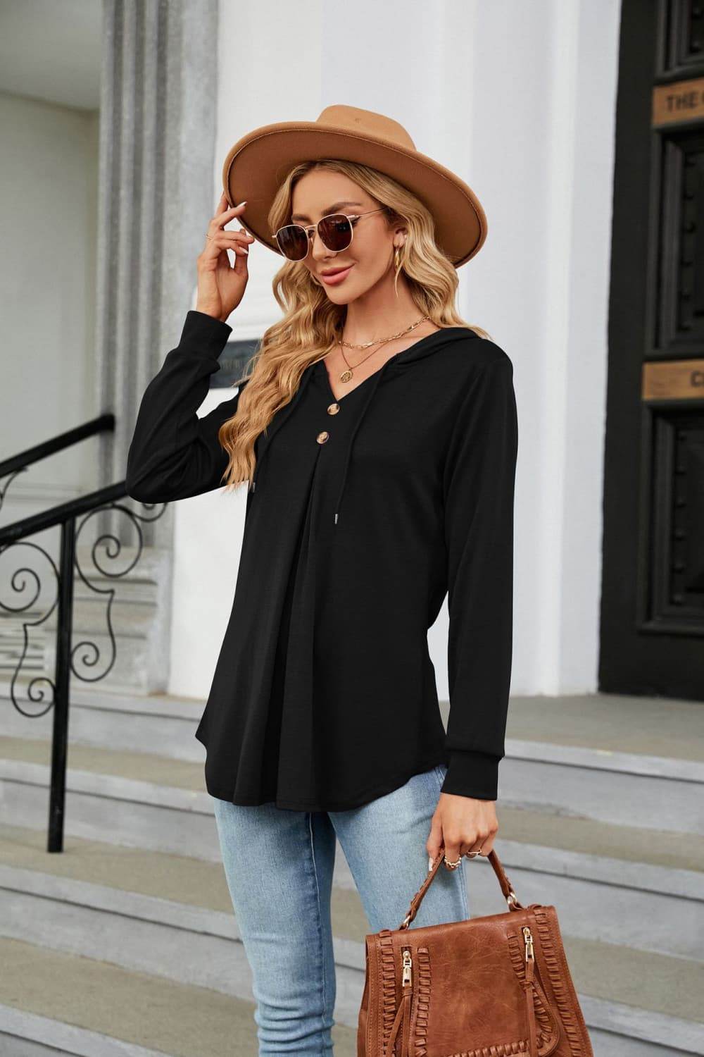 Long Sleeve Hooded Blouse Trendsi 08bd4970309f4a6698624b0d05b4b6e3-Max