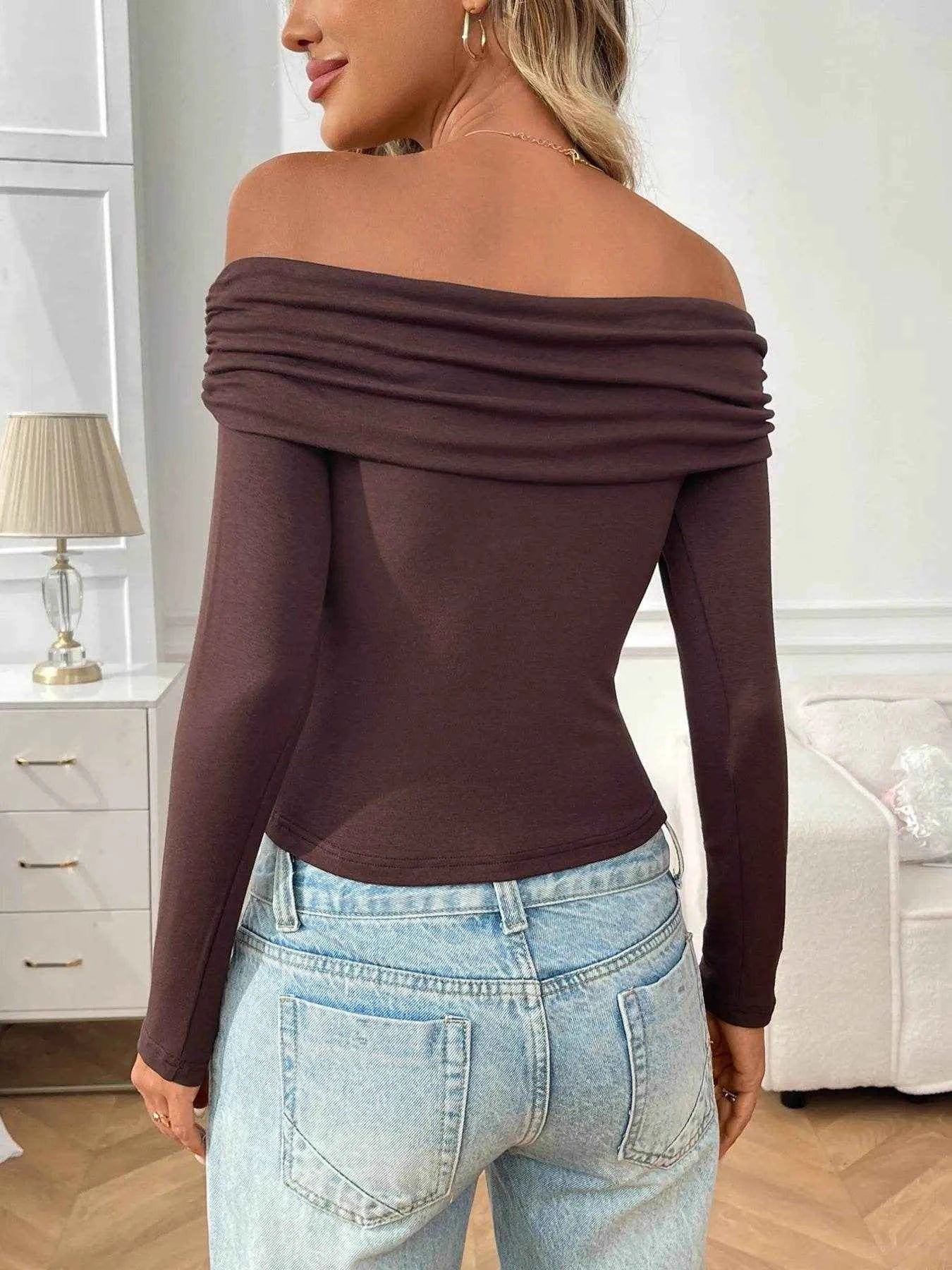 Off-Shoulder Long Sleeve Fitted T-Shirt Trendsi 08bd84066756479ea1bd4d4ce412d240-Max-Origin