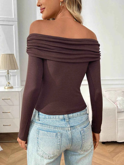 Off-Shoulder Long Sleeve Fitted T-Shirt Trendsi 08bd84066756479ea1bd4d4ce412d240-Max-Origin