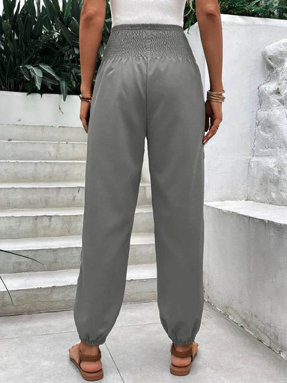 Smocked High Rise Joggers with Pockets Trendsi 08d0ac84-30dc-45e7-b0ae-8fb84625c903-Max