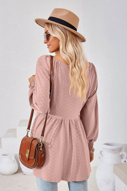 V-Neck Lantern Sleeve Blouse Trendsi 092a052a4c9c4c968b6d814b6f2f5cb3-Max