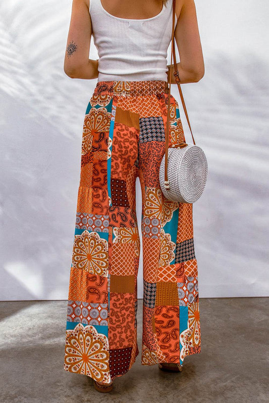 Bohemian Patchwork Drawstring Wide Leg Pants Trendsi 0938d658e3d0455dab5b85a23d4539dc-Max