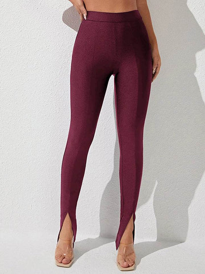 High Waist Slit Skinny Pants Wine Trendsi 0950a6471df94224b482a9e73cba1b47-Max
