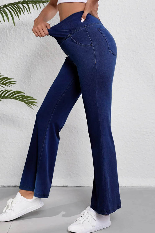 Asymmetric Waist Flare Jeans Trendsi 09efe028-80dc-4e81-98d2-82d98d3a336b-Max