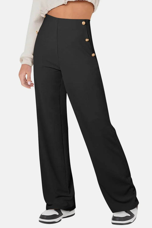Decorative Button High Rise Pants Black Trendsi 0a0c8a20-5852-4659-ae61-d9d7fccc7bb2-Max
