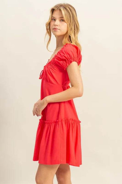 HYFVE Ruched Frill Tiered Short Sleeve Mini Dress Trendsi 0a52d6e4-387d-4c1a-90c9-76d3d395ac49-Max-Origin