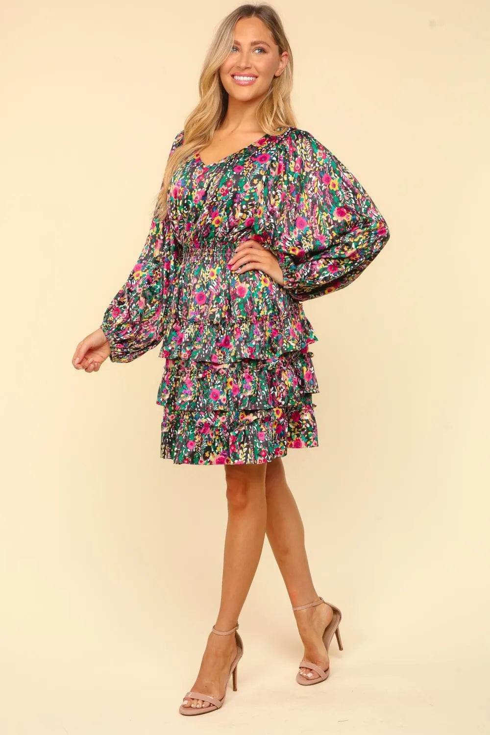 Haptics V-Neck Satin Floral Layered Dress Trendsi 0a57bdda-69be-419b-9e5a-ad3900194def-Max