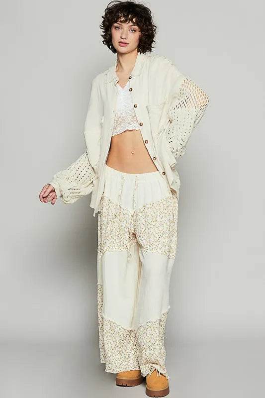 POL Openwork Lantern Sleeve Button Down Gauze Shirt Trendsi 0a6ef2ca-bef3-4d16-8528-bd2fc9a76ae0-Max