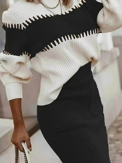 Two-Tone Ribbed Knit Top and Skirt Sweater Set Trendsi 0a70daa03bac43ffa240368fef91dbd8-Max-Origin