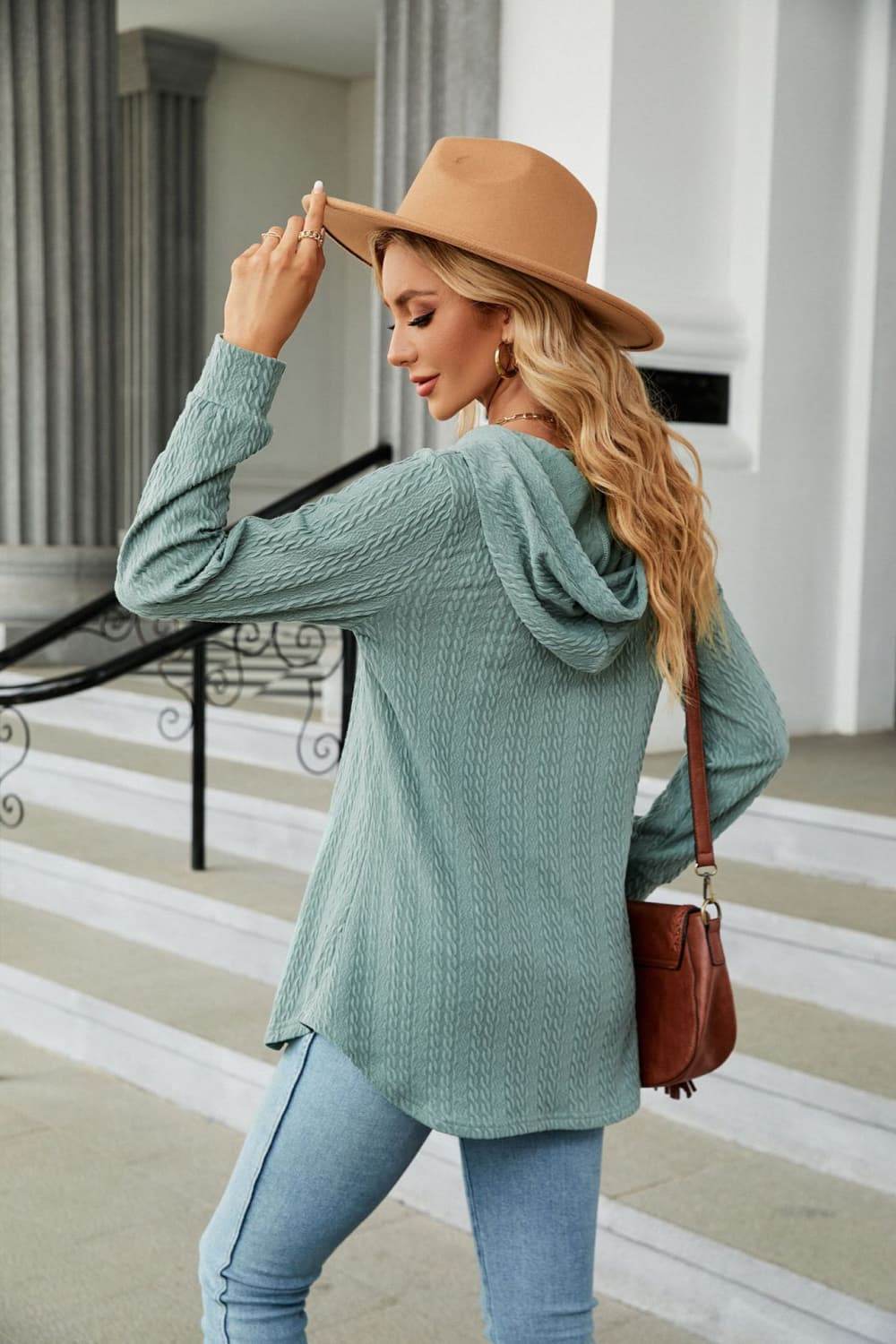 Long Sleeve Hooded Blouse Trendsi 0a883102816643c3bc827086b01b393e-Max