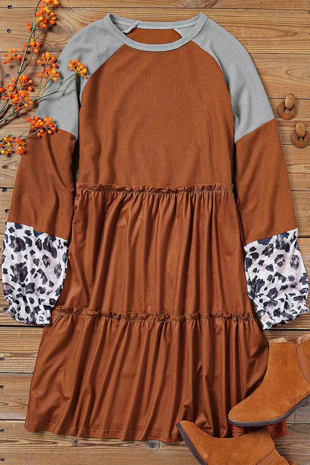 Round Neck Frill Trim Dress Trendsi 0a8c92eb12594a4787ce23f25f731096-Max