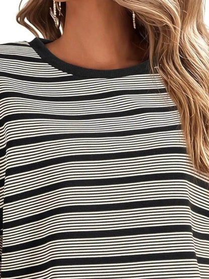 Striped Round Neck Casual T-Shirt Trendsi 0aa3e3e2-5de5-4fba-8310-642825b77bbf-Max-Origin