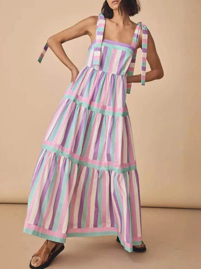 Striped Tiered Maxi Summer Dress with Bow Shoulder Ties Trendsi 0aceb2ec-e9e9-481e-8095-be41dda93969-Max-Origin