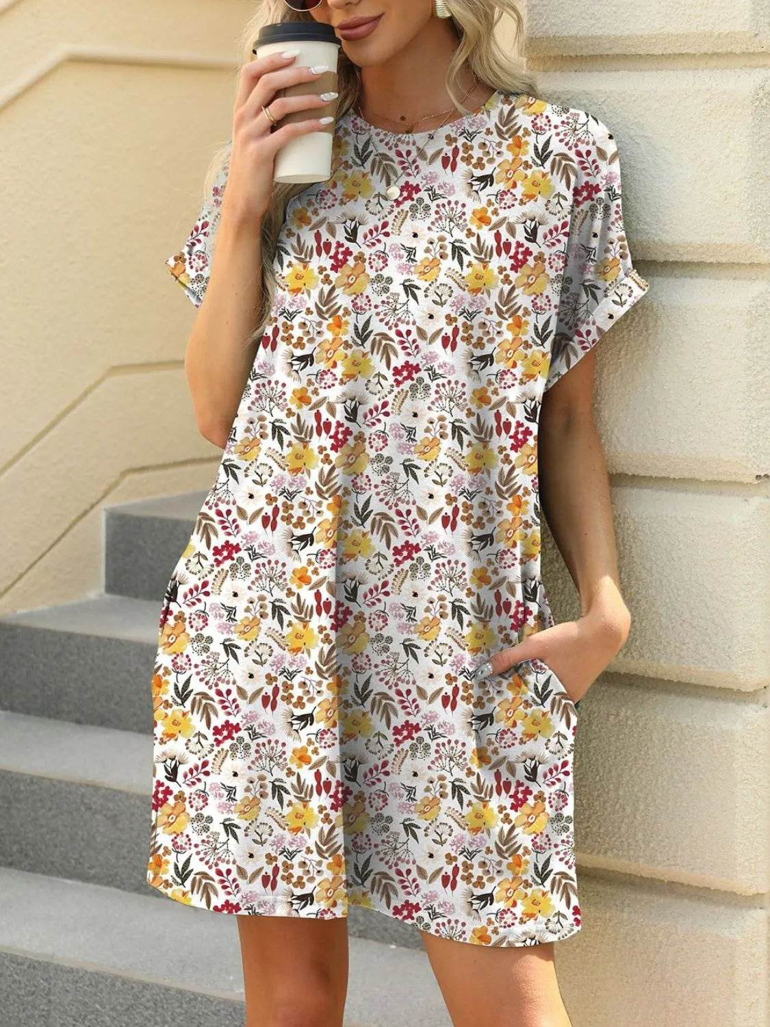 Printed Round Neck Short Sleeve Mini Dress Floral Trendsi 0b224275-5e15-438f-b206-7f1784f51354-Max-Origin