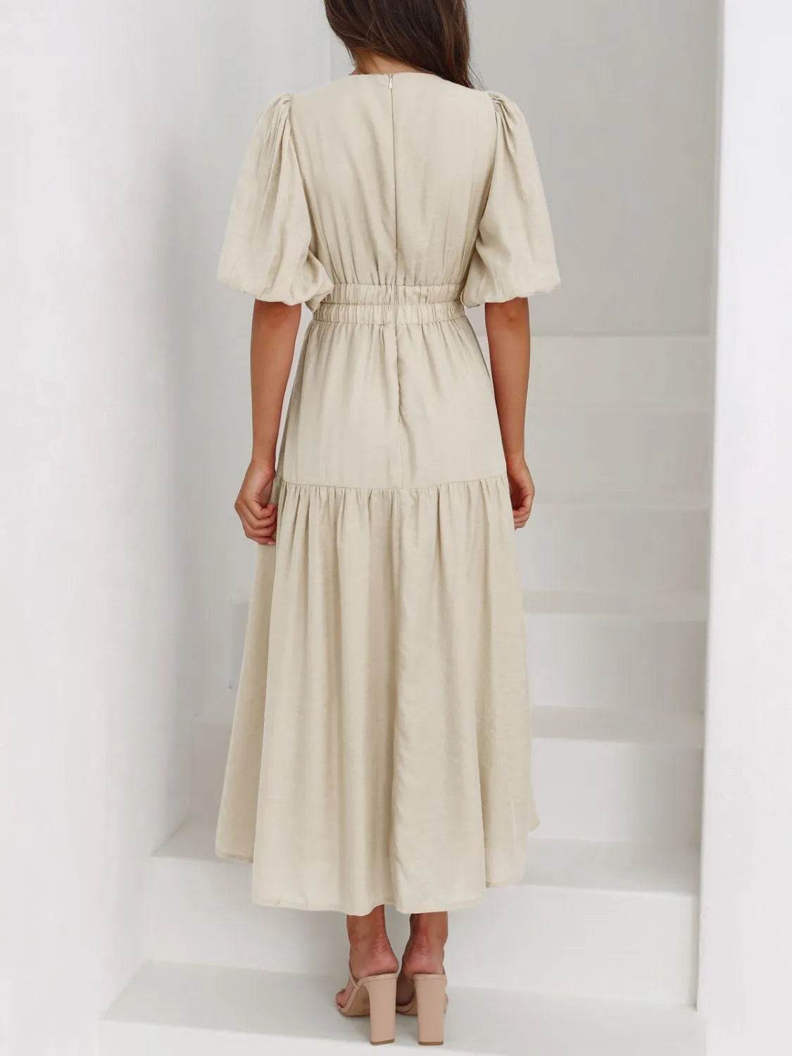 V-Neck Puff Sleeve Midi Dress Trendsi 0b257f64-2dee-4ec3-8d74-08bb0bbcfe83-Max-Origin
