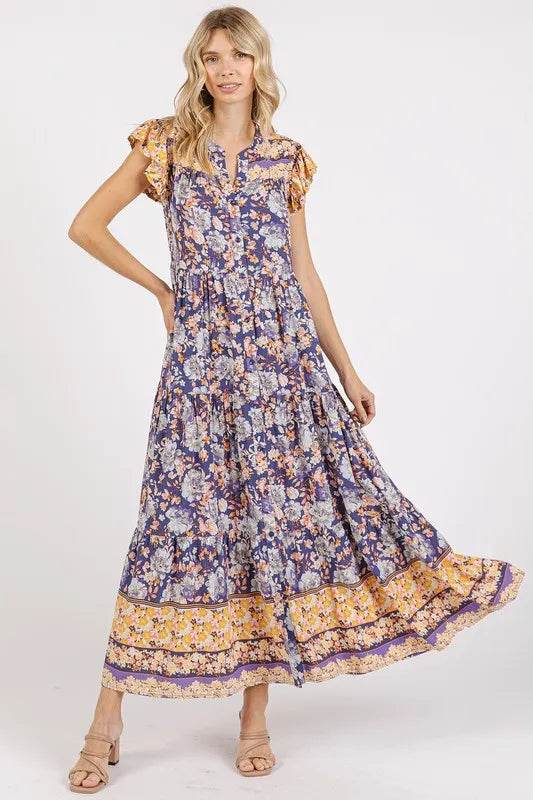 Mittoshop Floral Ruffled Notched Cap Sleeve Maxi Dress Peacock Blue Trendsi 0b3dec1c-7af0-4ca0-8242-c44d5aabf66d-Max