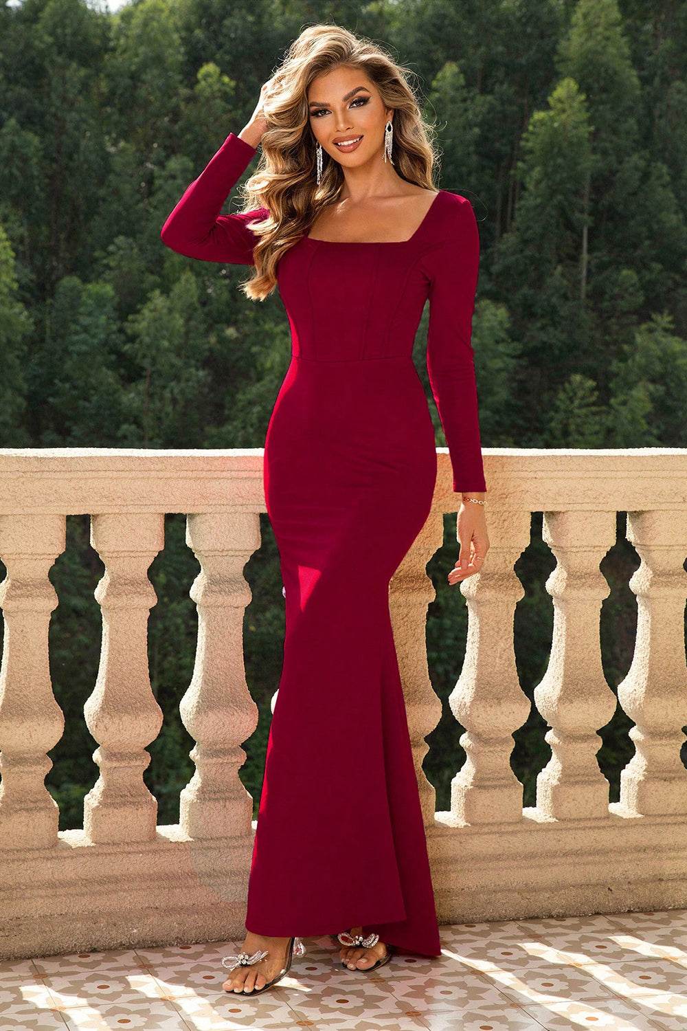 Square Neck Long Sleeve Dress Trendsi 0b7e4726dd8e443b9a2b5cb3fc225b5b-Max