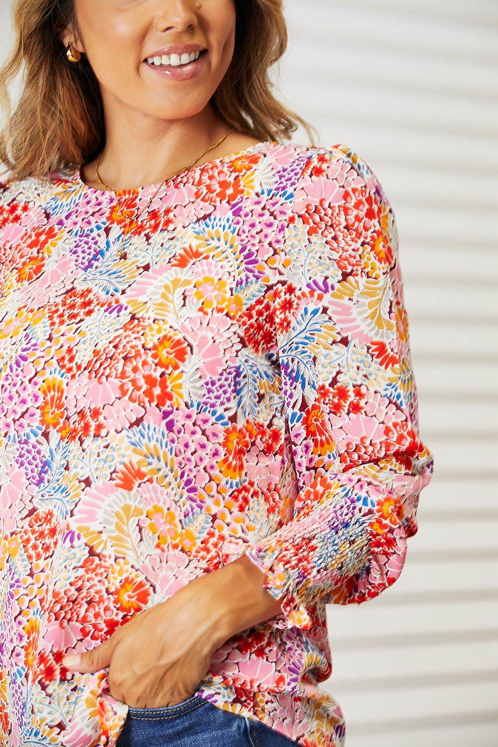 Double Take Floral Print Long Puff Sleeve Blouse Trendsi 0b86119e27904e0596ee7206631f28cd-Max