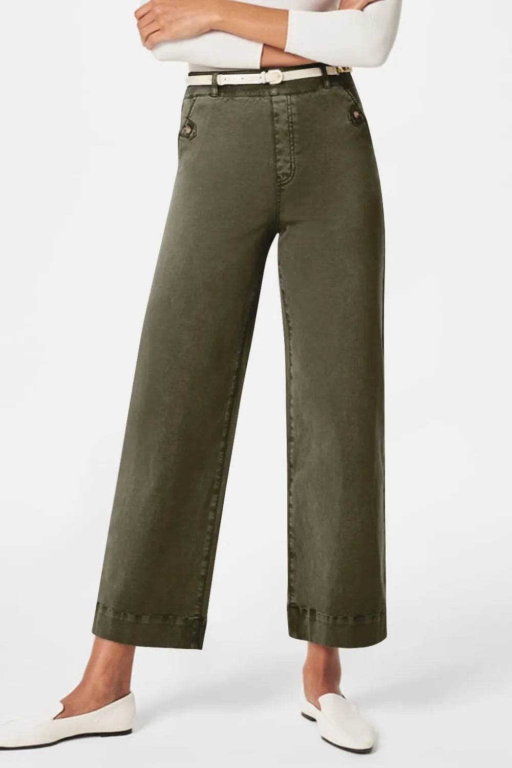 High Waist Jeans with Pockets Olive Brown Trendsi 0b87df68-a2cc-43aa-bff3-920a33251c59-Max