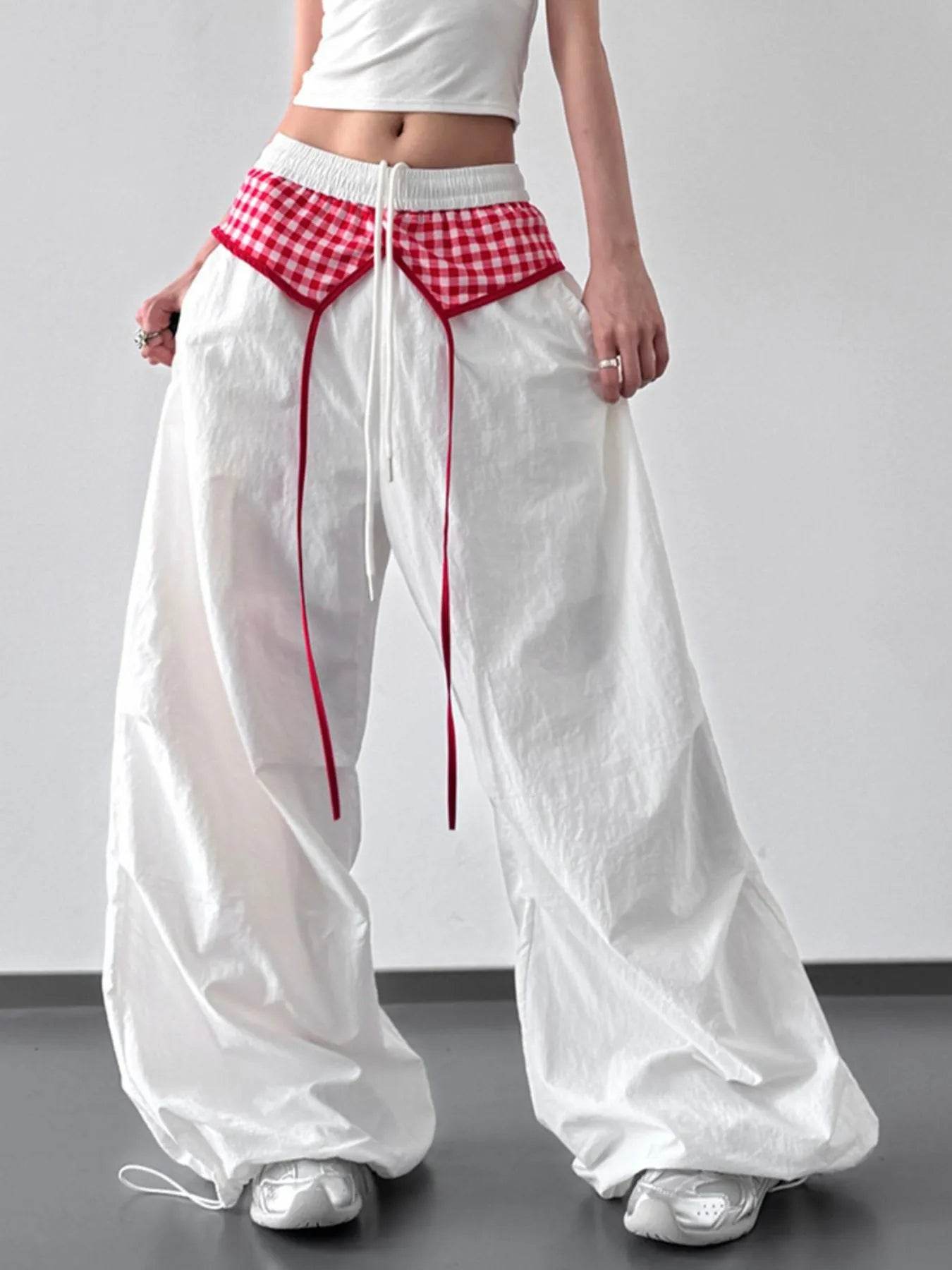 Wide Leg Pants with Checkered Detail White Trendsi 0c161d04-b23e-491c-bdd7-9ea5dc688817-Max-Origin