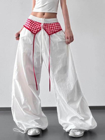 Wide Leg Pants with Checkered Detail White Trendsi 0c161d04-b23e-491c-bdd7-9ea5dc688817-Max-Origin