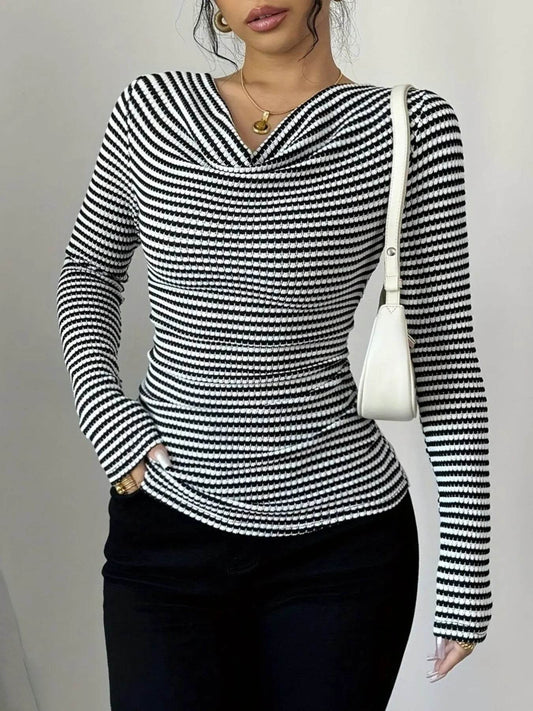 Striped Cowl Neck Long Sleeve T-Shirt Trendsi 0c2c0acf-87dc-45c8-adbe-5793a9173562-Max-Origin
