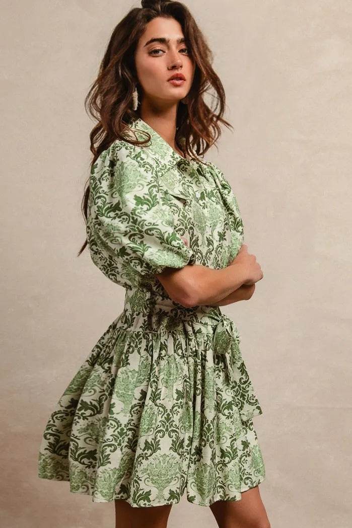 BiBi Tied Floral Short Sleeve Mini Shirt Dress Trendsi 0c344c880bb0455bac3935635da3b02c-Max-Origin