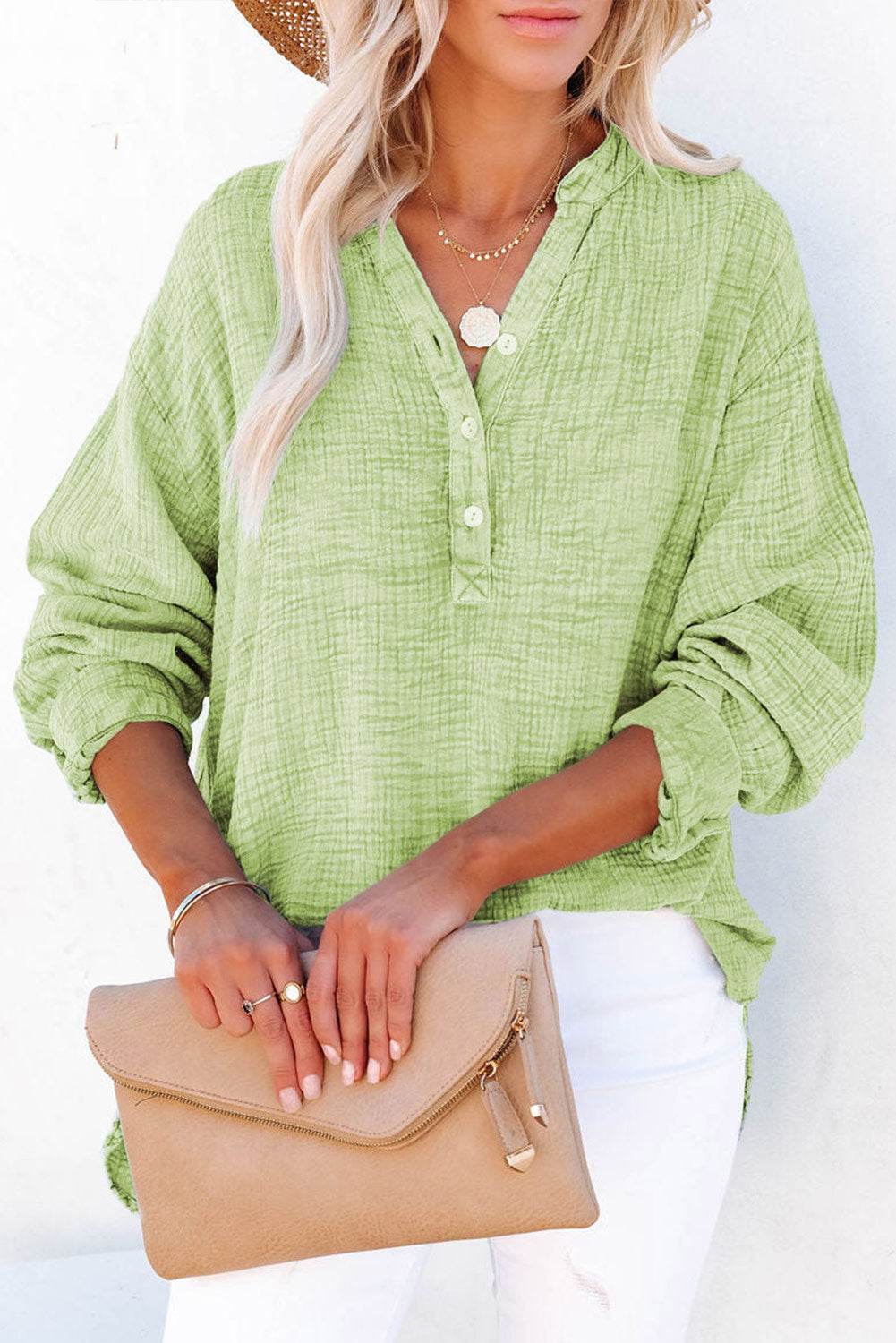 Buttoned Long Sleeve Blouse Trendsi 0c3cc7c0cdeb4f68a4a8e29d3c35a62f-Max